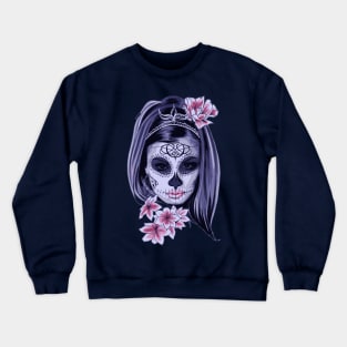 Skull Of A Pretty Flowers Lady Crewneck Sweatshirt